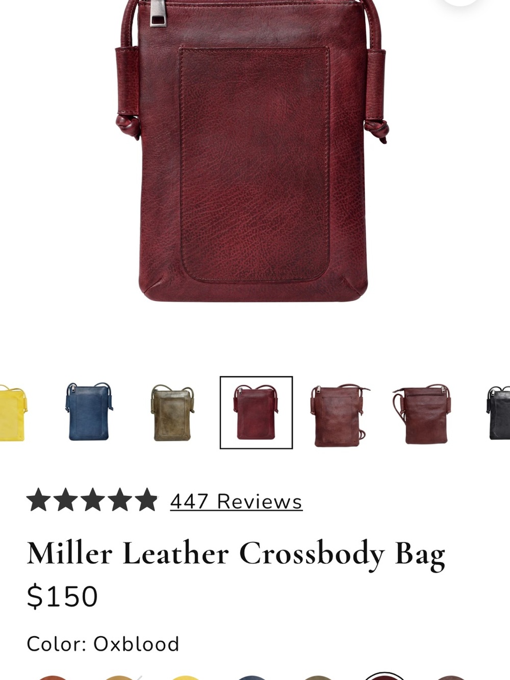 LATICO Miller Leather Crossbody Bag — Oxblood - Picture 4 of 5